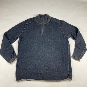The Normal Brand Men's Quarterzip Sweatshirt Size Large Blue 100% Cotton